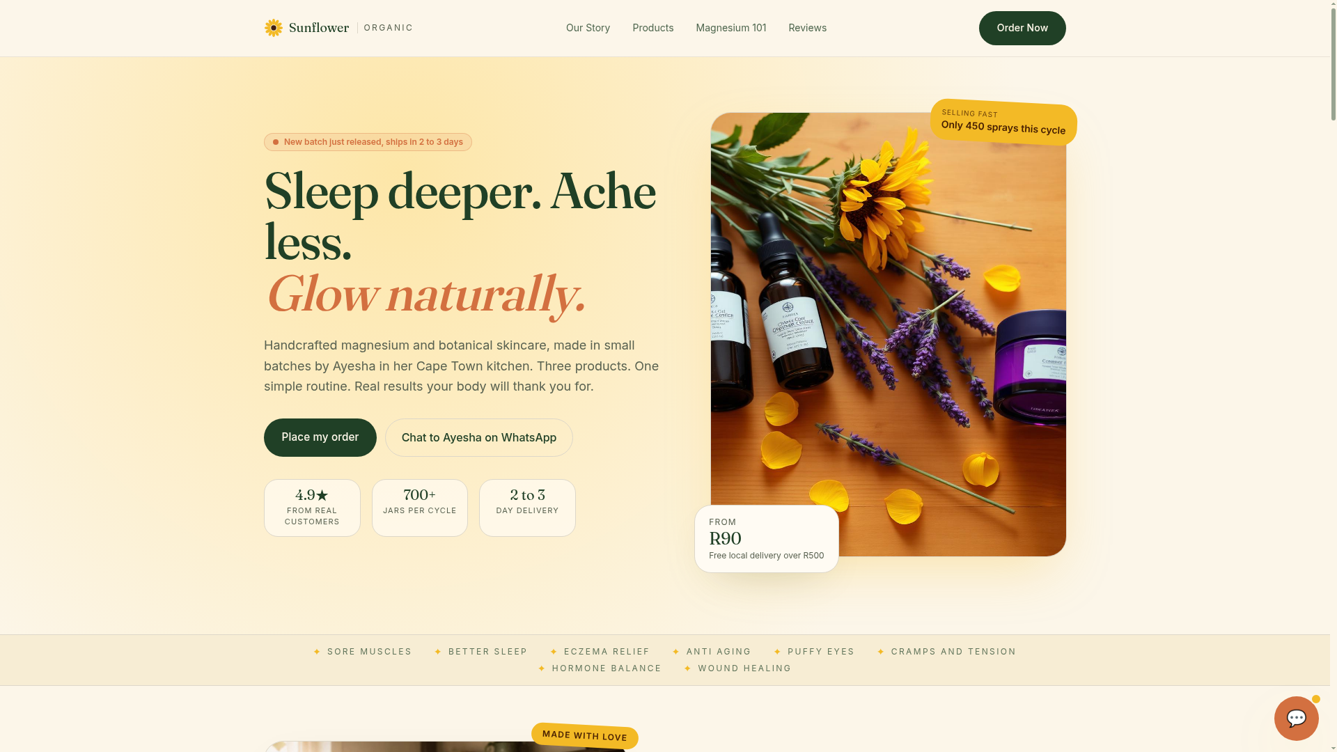Sunflower Organic Health website preview